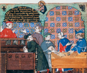 Un'illustrazione dal Trattato sui dazi (fine XIV secolo), conservato alla British Library di Londra