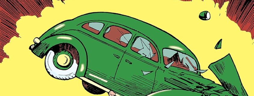 La copertina del primo numero di Action Comics con la prima storia di Superman, giugno 1938